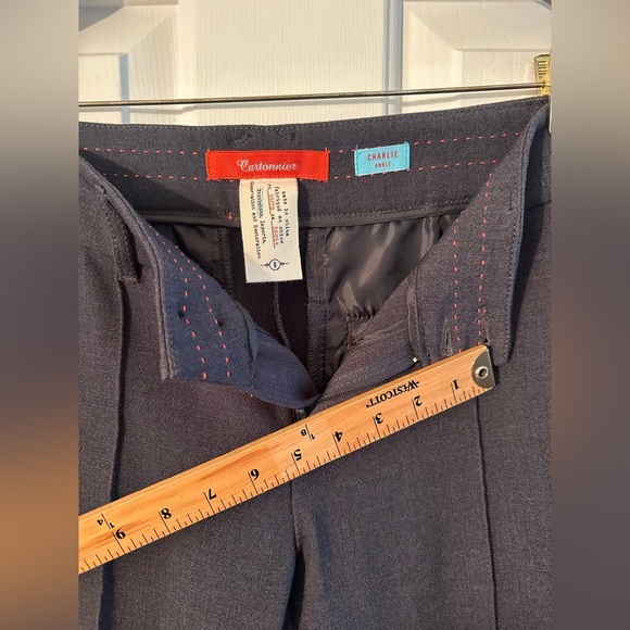 CARTONNIER Anthropologie 8 Gray Wool Ankle Career Wear Center Crease Trousers - Picture 9 of 13